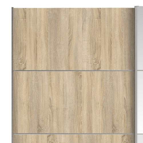 Verona Oak Finish Mirror Sliding Wardrobe by Lavishway | Wardrobe-33232
