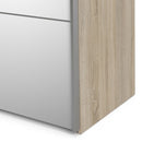 Verona Oak Finish Mirror Sliding Wardrobe by Lavishway | Wardrobe-33234