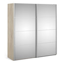 Verona Oak Finish Mirror Sliding Wardrobe by Lavishway | Wardrobe-33203