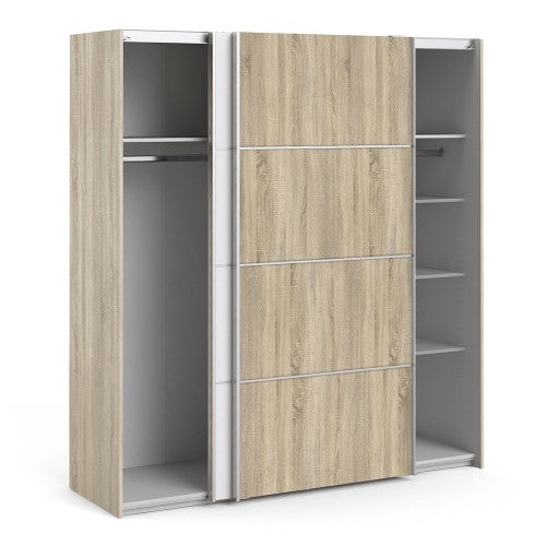 Verona Truffle Oak Finish Sliding Wardrobe by Lavishway | Wardrobe-28682