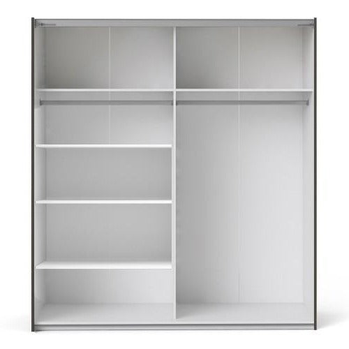 Verona Oak Finish Mirror Sliding Wardrobe by Lavishway | Wardrobe-33257