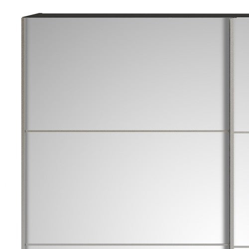Verona Oak Finish Mirror Sliding Wardrobe by Lavishway | Wardrobe-33265