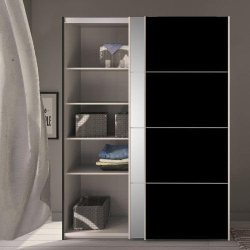 Verona Oak Finish Mirror Sliding Wardrobe by Lavishway | Wardrobe-33155