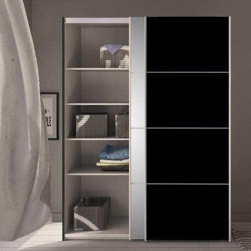 Verona Oak Finish Mirror Sliding Wardrobe by Lavishway | Wardrobe-33254