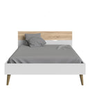 Oslo Euro White & Oak Finish Double Bed by Lavishway | Wooden Beds-41779