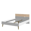 Oslo Euro White & Oak Finish Double Bed by Lavishway | Wooden Beds-41780