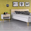 Oslo Euro White & Oak Finish Double Bed by Lavishway | Wooden Beds-41778
