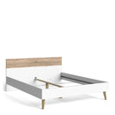 Oslo Euro White & Oak Finish King Size Bed by Lavishway | Wooden Beds-41769
