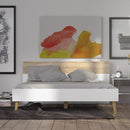 Oslo Euro White & Oak Finish King Size Bed by Lavishway | Wooden Beds-41767