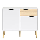 Oslo Oak & White Wooden 1 Drawer Sideboard by Lavishway | Sideboards-41824