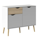Oslo Oak & White Wooden 1 Drawer Sideboard by Lavishway | Sideboards-41826
