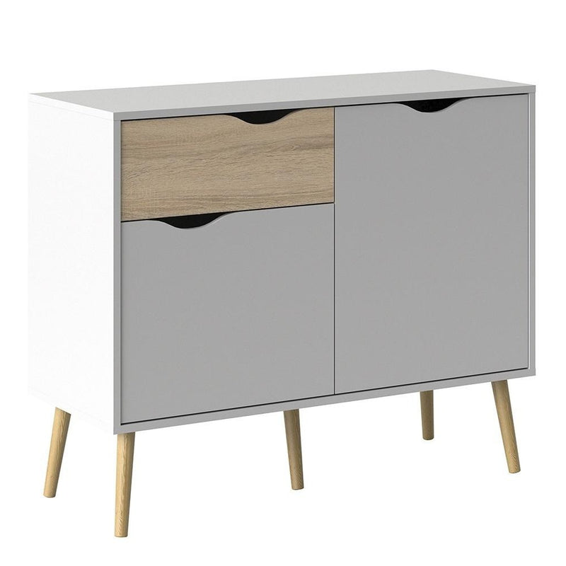 Oslo Oak & White Wooden 1 Drawer Sideboard by Lavishway | Sideboards-41826