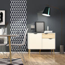 Oslo Oak & White Wooden 1 Drawer Sideboard by Lavishway | Sideboards-41823