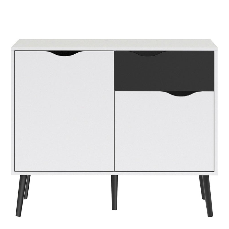 Oslo Black & White Wooden 1 Drawer Sideboard by Lavishway | Sideboards-41817