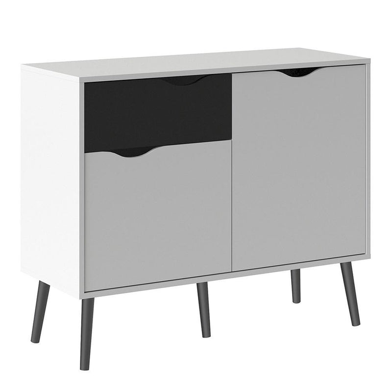 Oslo Black & White Wooden 1 Drawer Sideboard by Lavishway | Sideboards-41818