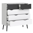Oslo White & Black Matt 5 Chest of Drawers by Lavishway | Chest Of Drawers-41842