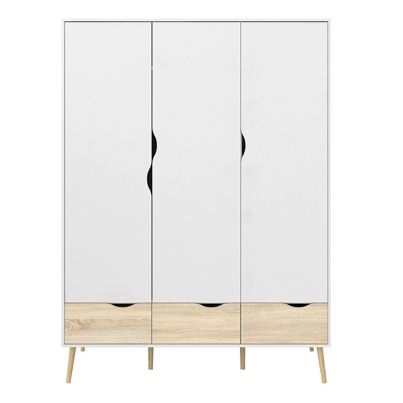 Oslo 3 Doors 3 Drawers Wardrobe by Lavishway | Wardrobe-41786