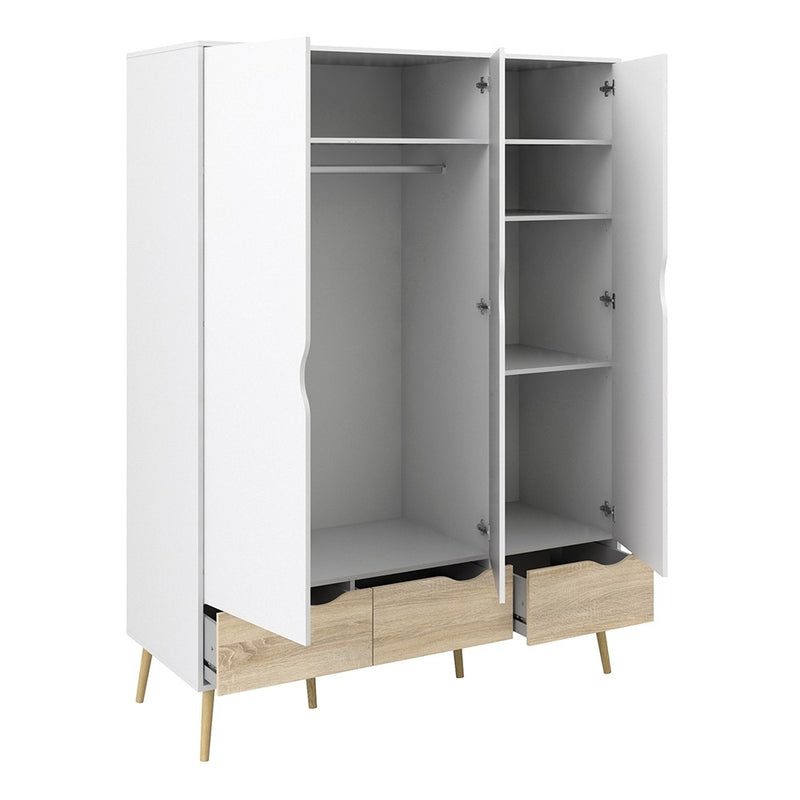 Oslo 3 Doors 3 Drawers Wardrobe by Lavishway | Wardrobe-41787