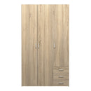 Space 3 Doors 3 Drawers Oak Wardrobe by Lavishway | Wardrobe-33491
