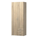 Space 2 Doors 3 Drawers Oak Wardrobe by Lavishway | Wardrobe-33501