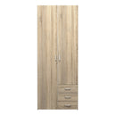 Space 2 Doors 3 Drawers Oak Wardrobe by Lavishway | Wardrobe-33502