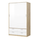 Line Oak & White High Gloss 2 Doors Wardrobe by Lavishway | Wardrobe-29867