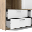Line Oak & White High Gloss 2 Doors Wardrobe by Lavishway | Wardrobe-29869