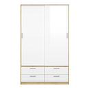 Line Oak & White High Gloss 2 Doors Wardrobe by Lavishway | Wardrobe-29864