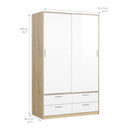 Line Oak & White High Gloss 2 Doors Wardrobe by Lavishway | Wardrobe-29872