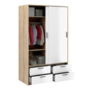 Line Oak & White High Gloss 2 Doors Wardrobe by Lavishway | Wardrobe-29866