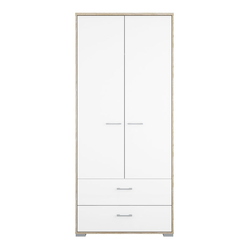 Homeline Oak 2 Doors 2 Drawers Wardrobe by Lavishway | Wardrobe-41388