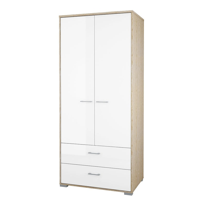 Homeline Oak 2 Doors 2 Drawers Wardrobe by Lavishway | Wardrobe-41390