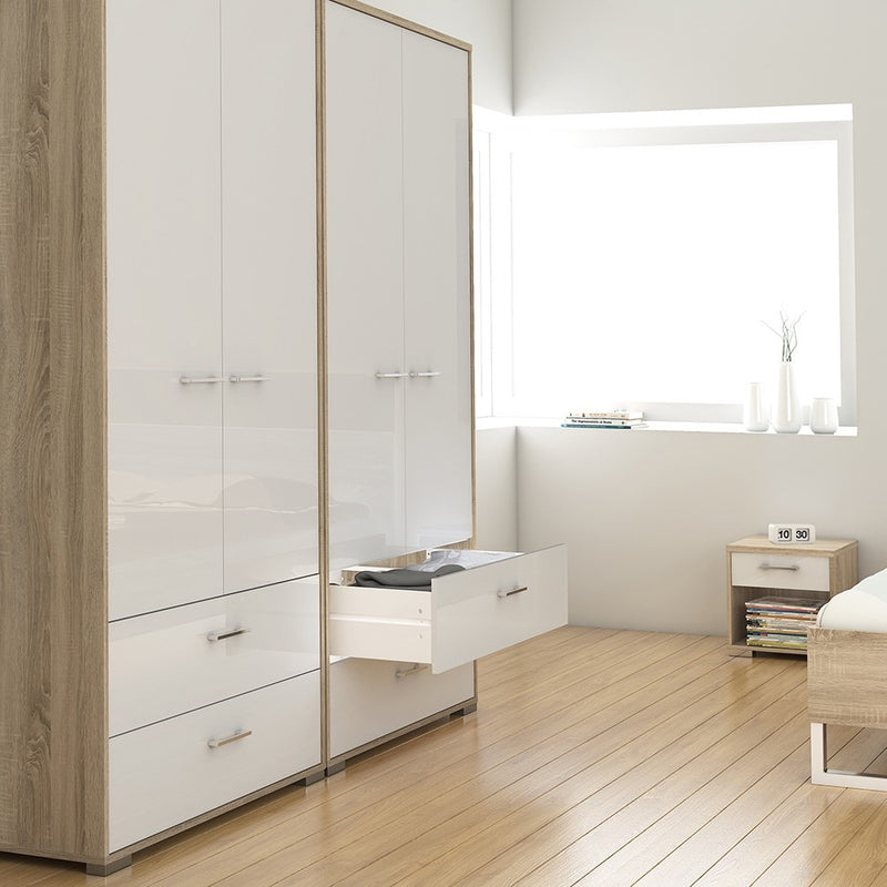 Homeline Oak 2 Doors 2 Drawers Wardrobe by Lavishway | Wardrobe-41387