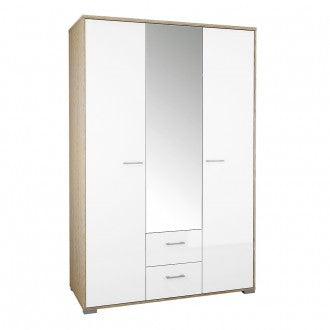 Homeline High Gloss Wardrobe in Oak by Lavishway | Wardrobe-41385
