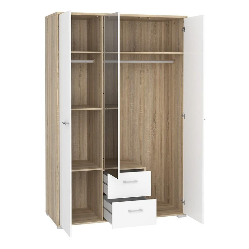 Homeline High Gloss Wardrobe in Oak by Lavishway | Wardrobe-41384