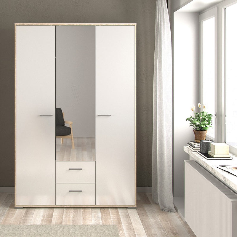 Homeline High Gloss Wardrobe in Oak by Lavishway | Wardrobe-41383
