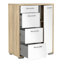 Homeline Oak & White 4 Drawers Sideboard by Lavishway | Sideboards-41393