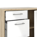 Homeline Oak & White 4 Drawers Sideboard by Lavishway | Sideboards-41396