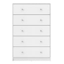 May White Wooden Chest Of 5 Drawers by Lavishway | Chest Of Drawers-41106