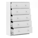 May White Wooden Chest Of 5 Drawers by Lavishway | Chest Of Drawers-41105