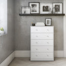 May White Wooden Chest Of 5 Drawers by Lavishway | Chest Of Drawers-41104