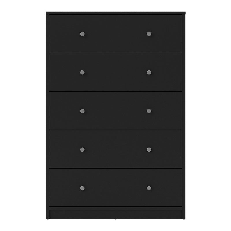 May Black Wooden Chest Of 5 Drawers by Lavishway | Chest Of Drawers-41126