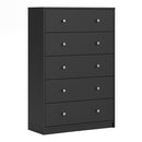 May Black Wooden Chest Of 5 Drawers by Lavishway | Chest Of Drawers-41125