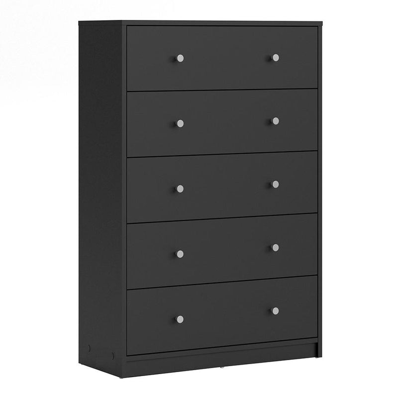 May Black Wooden Chest Of 5 Drawers by Lavishway | Chest Of Drawers-41125