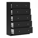 May Black Wooden Chest Of 5 Drawers by Lavishway | Chest Of Drawers-41127