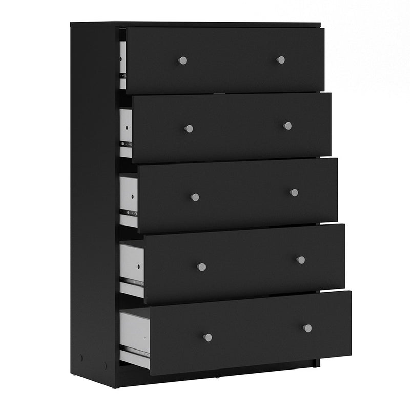 May Black Wooden Chest Of 5 Drawers by Lavishway | Chest Of Drawers-41127