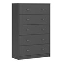 May Grey Wooden Chest Of 5 Drawers by Lavishway | Chest Of Drawers-41112