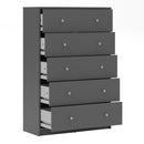 May Grey Wooden Chest Of 5 Drawers by Lavishway | Chest Of Drawers-41115