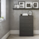 May Grey Wooden Chest Of 5 Drawers by Lavishway | Chest Of Drawers-41110