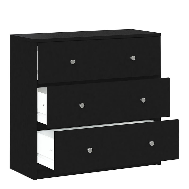 May Black Wooden 3 Chest Of Drawers by Lavishway | Chest Of Drawers-41149